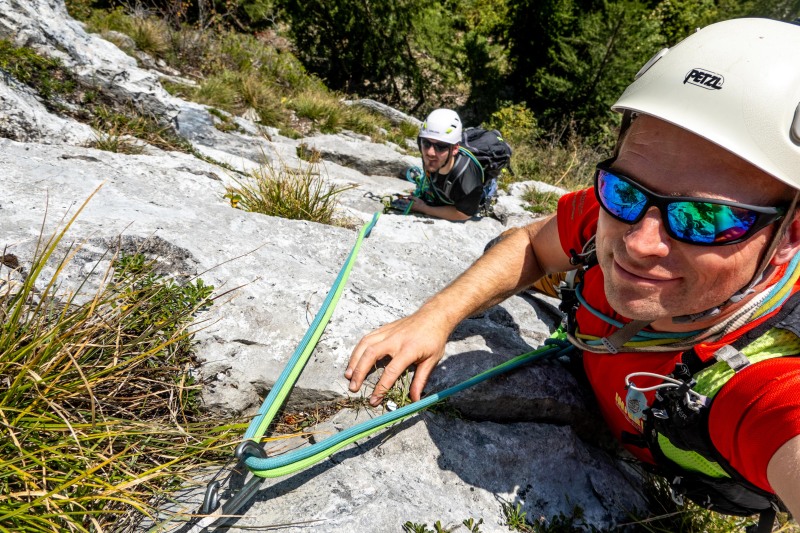 Cris leading a pitch (Autumn adventures Dachstein Sept 2024)