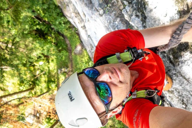 Cris on a ferrata (Autumn adventures Dachstein Sept 2024)