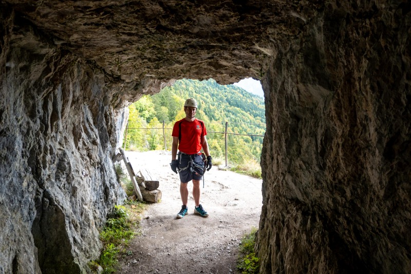 Cris through the tunnel (Autumn adventures Dachstein Sept 2024)