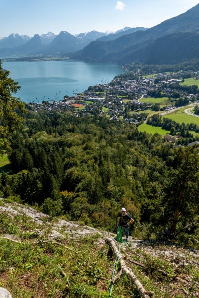 Johannes belaying (Autumn adventures Dachstein Sept 2024)