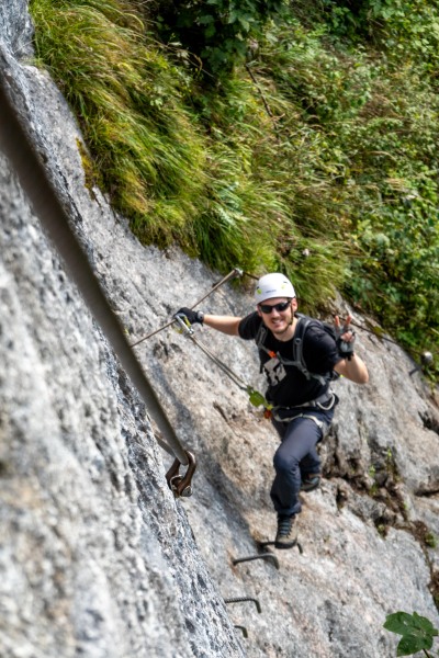 Johannes on a ferrata (Autumn adventures Dachstein Sept 2024)
