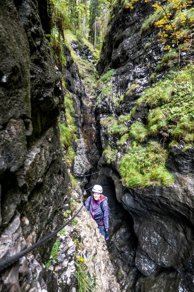 Rachel in the klamm (Autumn adventures Dachstein Sept 2024)