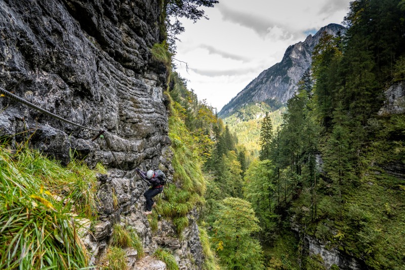 Rachel makes her way up (Autumn adventures Dachstein Sept 2024)