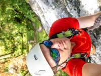 Cris on a ferrata (Autumn adventures Dachstein Sept 2024)