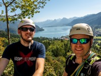 Johannes and Cris on a multipitch climb (Autumn adventures Dachstein Sept 2024)