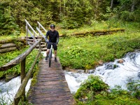 Johannes crosses a bridge (Autumn adventures Dachstein Sept 2024)