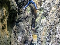 Johannes crossing another bridge (Autumn adventures Dachstein Sept 2024)