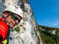 Johannes on the traverse (Autumn adventures Dachstein Sept 2024)