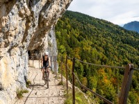 Rachel cycling (Autumn adventures Dachstein Sept 2024)