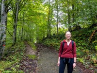 Rachel in the forest (Autumn adventures Dachstein Sept 2024)