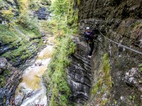 Rachel on the Postalm klettersteig (Autumn adventures Dachstein Sept 2024)
