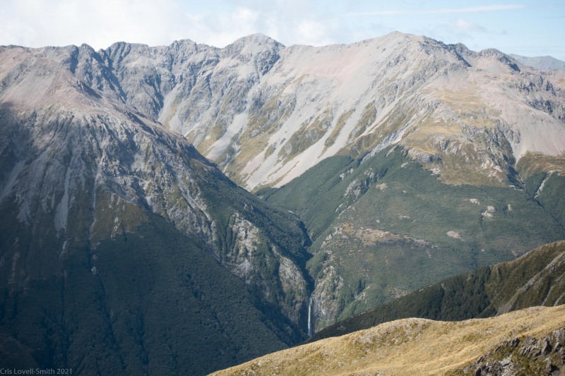 Punch bowl falls in the distance (Avalanche Crow Tramp April 2021)