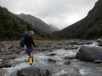 Crossing a river (Avalanche Crow Tramp April 2021)