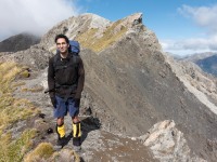 Jeremy on the ridge (Avalanche Crow Tramp April 2021)