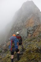 Jeremy and Hazel examine the ridge (Ball Pass Dec 2013)