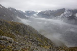 View down to the Tasman Glacier (Ball Pass Dec 2013)