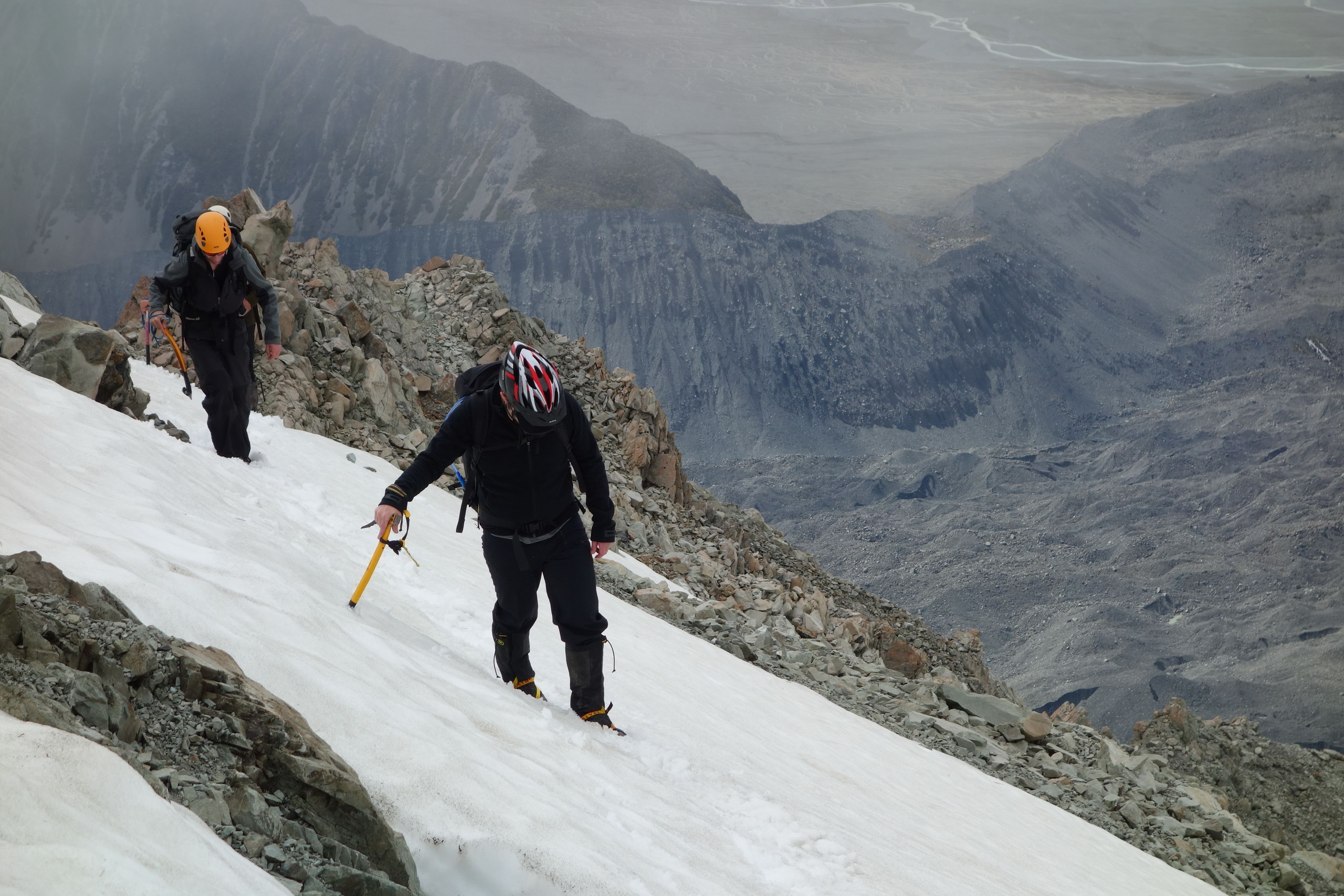 Kenneth and Mikey crossing snow (Ball Pass Dec 2013)