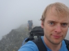Cris walking in the mist (Ball Pass Dec 2013)