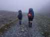 Gina and Hazel heading off into the mist (Ball Pass Dec 2013)