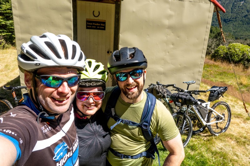 Us at the Trust Poulter Hut (Bikepacking Poulter Jan 2024)