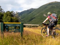 Katie nearing Casey Hut (Bikepacking Poulter Jan 2024)