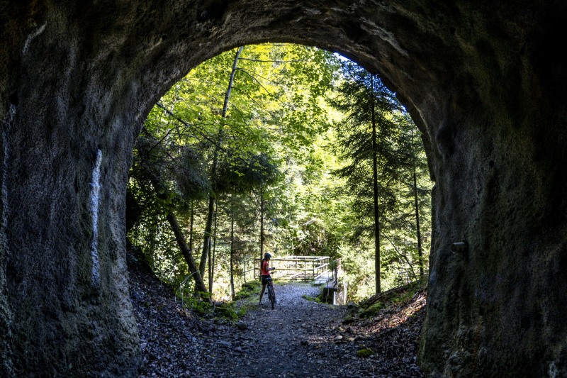Rideable track with tunnels (Biking Bregenzer Ach August 2023)