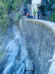 At the edge of the hydro dam (Canyoning Italy 2019)