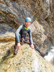 Craig taking a break (Canyoning Italy 2019)