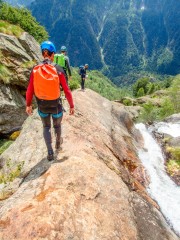 Heading down to the first abseil (Canyoning Italy 2019)