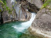 Pattrick slides (Canyoning Italy 2019)