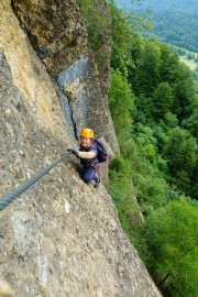 Verena on klettersteig (Canyoning Italy 2019)