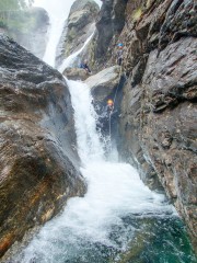 Verena on the rope (Canyoning Italy 2019)