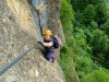 Verena on klettersteig (Canyoning Italy 2019)