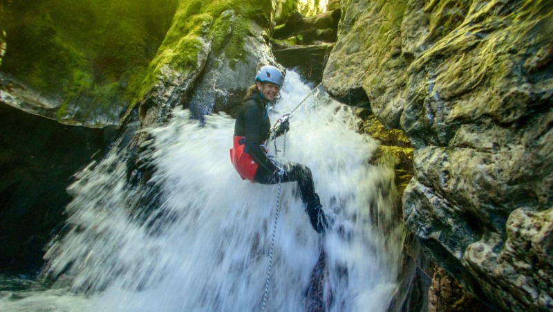 Rachel abseiling (Canyoning Robinson Creek, Adventures with Craichel Jan 2022)