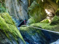 Craig scouts the next anchor (Canyoning Robinson Creek, Adventures with Craichel Jan 2022)