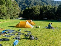 Drying out the gear at camp (Canyoning Robinson Creek, Adventures with Craichel Jan 2022)