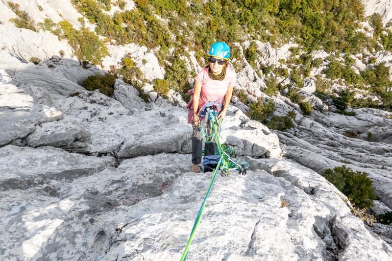 Ari belaying me (Climbing Croatia Oct 2022)