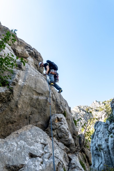 Johannes leading (Climbing Croatia Oct 2022)