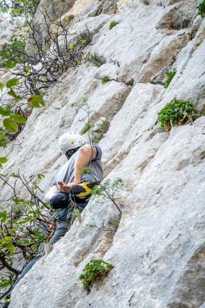 Johannes on a sports climb (Climbing Croatia Oct 2022)