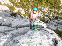 Ari belaying me (Climbing Croatia Oct 2022)