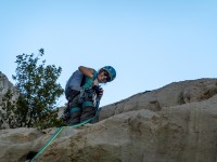 Ari leading a pitch (Climbing Croatia Oct 2022)