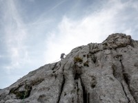 Ari sets up an anchor (Climbing Croatia Oct 2022)