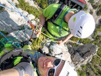 Cris and Johannes at another anchor (Climbing Croatia Oct 2022)