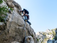 Johannes leading (Climbing Croatia Oct 2022)