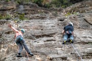 Ari and Johannes climbing (Climbing Greece April 2023)