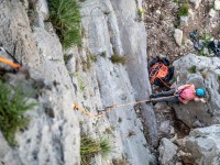 Ari belaying (Climbing Greece April 2023)