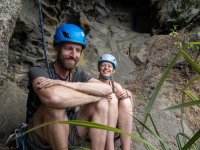 How to grin with your hosts Craig and Rachel (Climbing Kawakawa Bay Jan 2022)