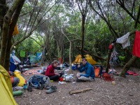 Preparing dinner at the neighbouring camp (Climbing Kawakawa Bay Jan 2022)