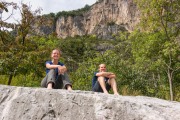Angelique and Johannes grinning (Climbing in Arco Sept 2017)