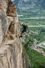 Johannes traversing (Climbing in Arco Sept 2017)